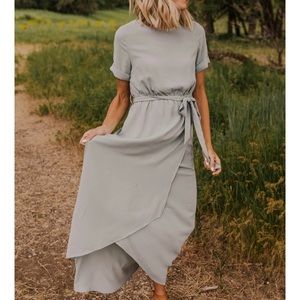 Roolee Taylor Jane wrap dress, light steel blue, size medium